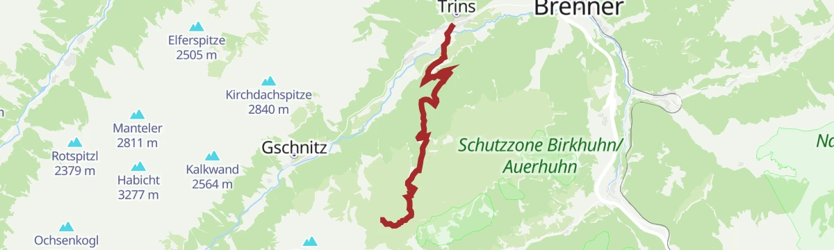 Route map: Rötenspitze über Trunajoch (2.481 m)